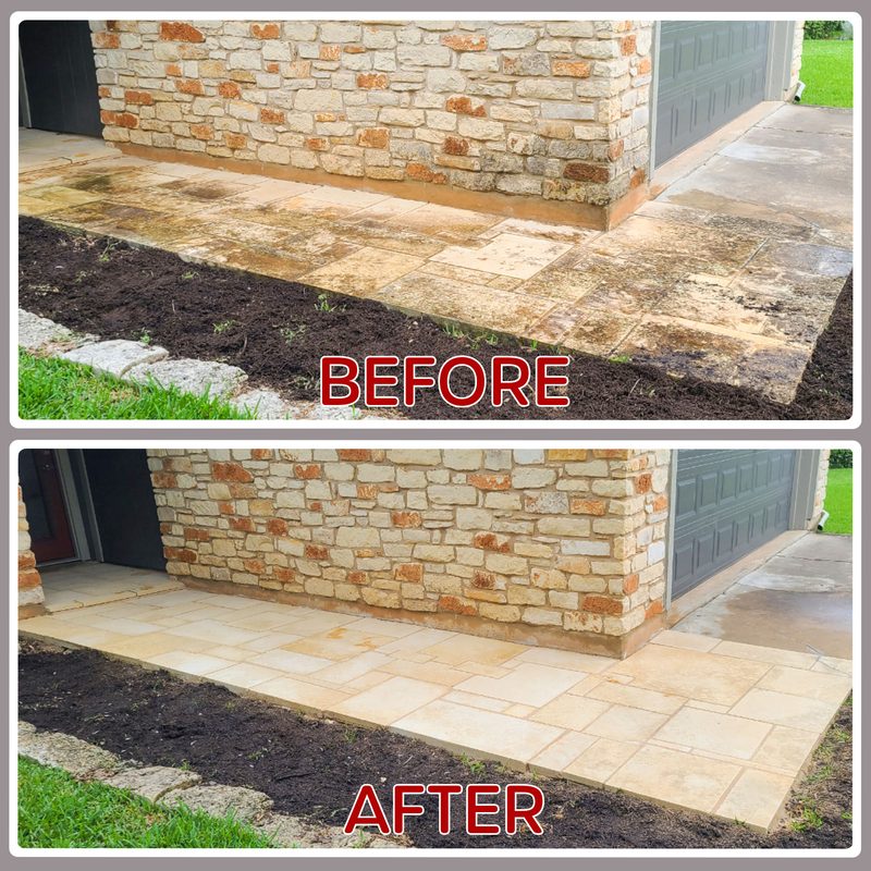 Sealed natural stone porch — Austin TX residential project